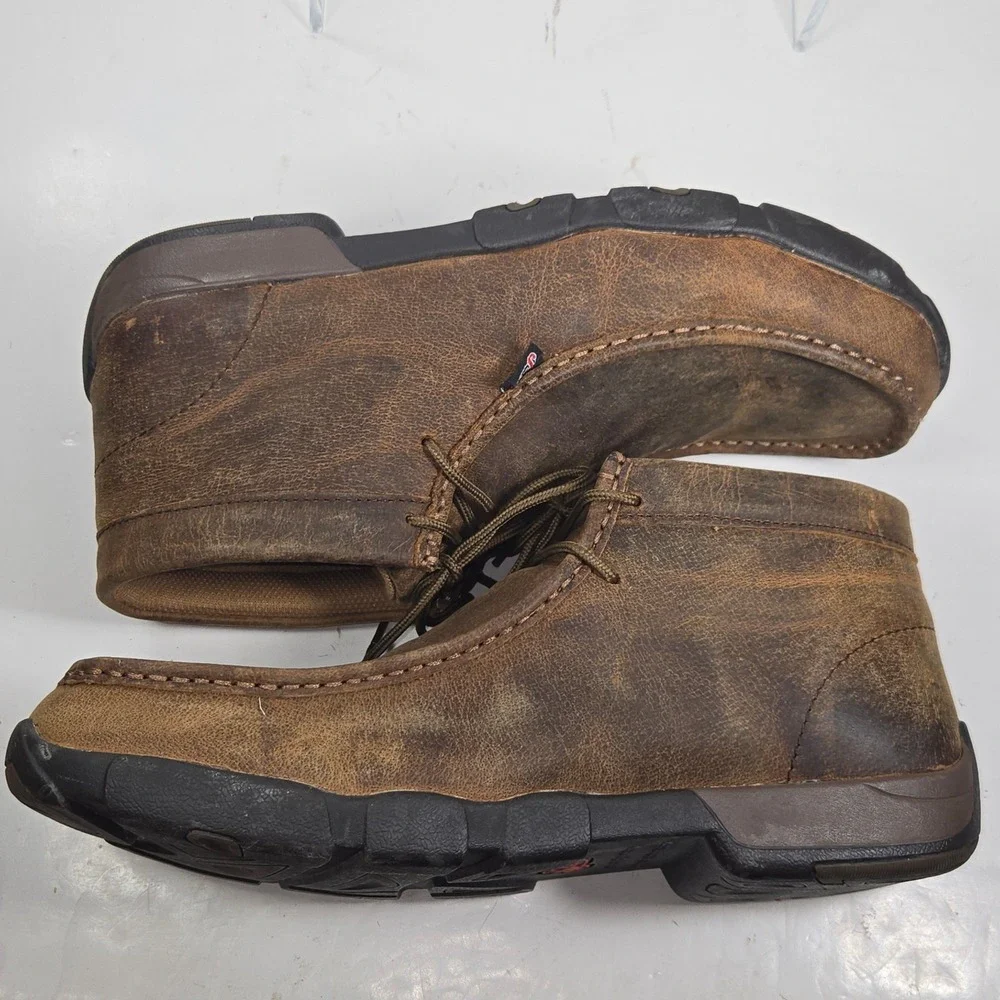 Justin Mens 232 Distressed Brown Leather Moc Toe Chukka Work Boots Size 13M